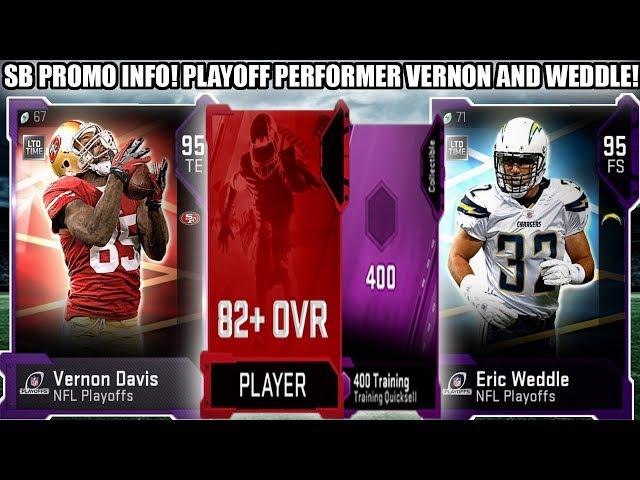 SUPER BOWL PROMO INFO! PLAYOFF PERFORMERS WEDDLE AND VERNON DAVIS! | MADDEN 19 ULTIMATE TEAM