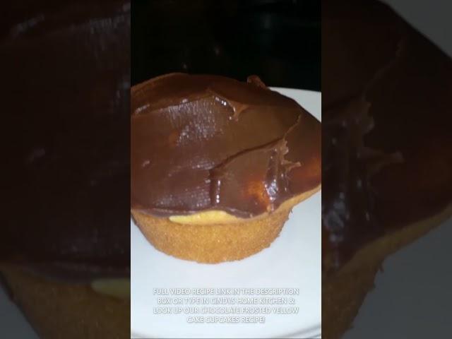 Chocolate Frosted Yellow Cake Cupcakes Recipe Clip #shorts #short #youtubeshorts