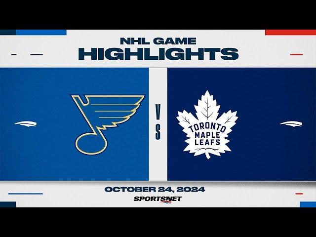 NHL Highlights | Blues vs. Maple Leafs - October 24, 2024