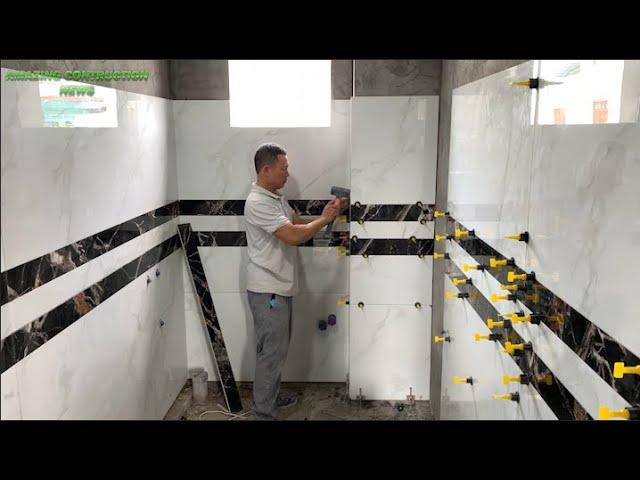 Precision Ceramic Tile Construction Technique For Bathroom Wall On Concrete Surface -Brick 120x120cm