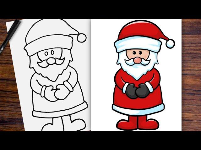 How to draw SANTA CLAUS easy step by step drawing tutorial