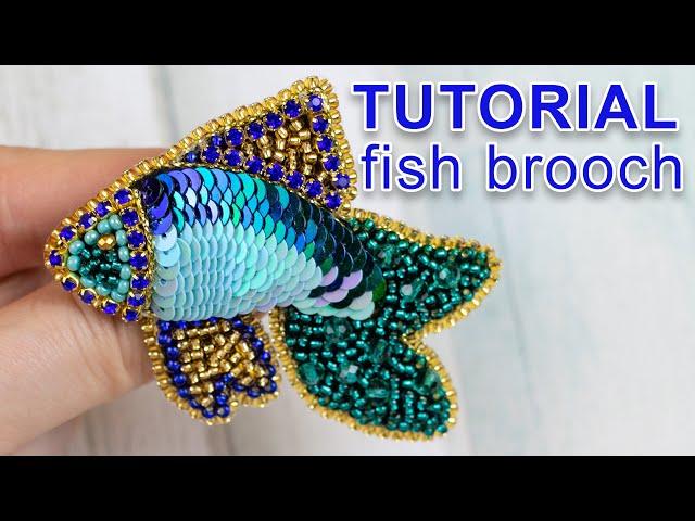 FISH brooch - sequins and beads embroidery \ Tutorial \ DIY