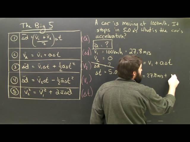 Motion 5 Kinematics Equations Acceleration Part 2