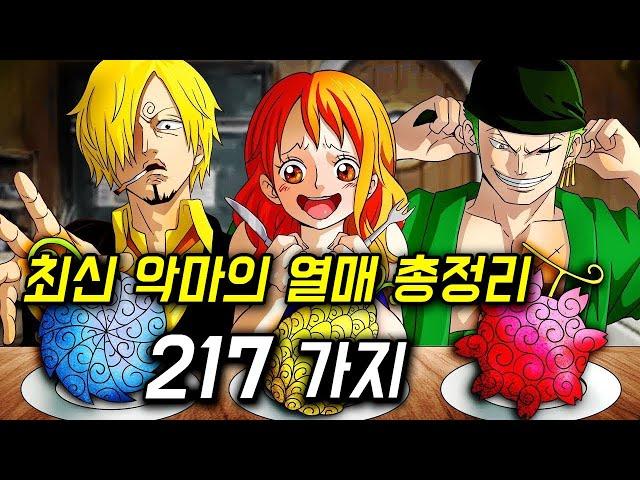 원피스 악마의 열매 217가지 30분만에 다보기 (최신 갱신)