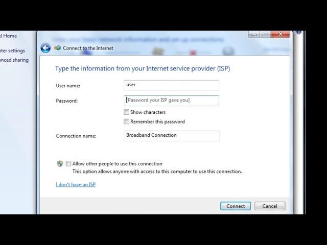 Connect to broadband (pppoe) using PC