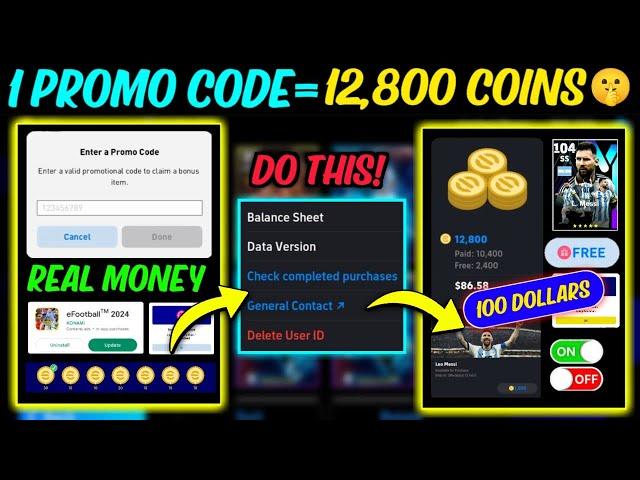 Simple & Secret Trick To Get Promo Codes & Free Coins In eFootball 2024 Mobile 