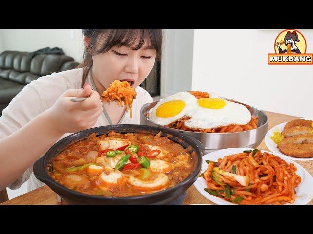 Mukbang l Soft tofu Cheong-gukjang and Julienned radish Kimchi Bibimbap. Real Korean taste.