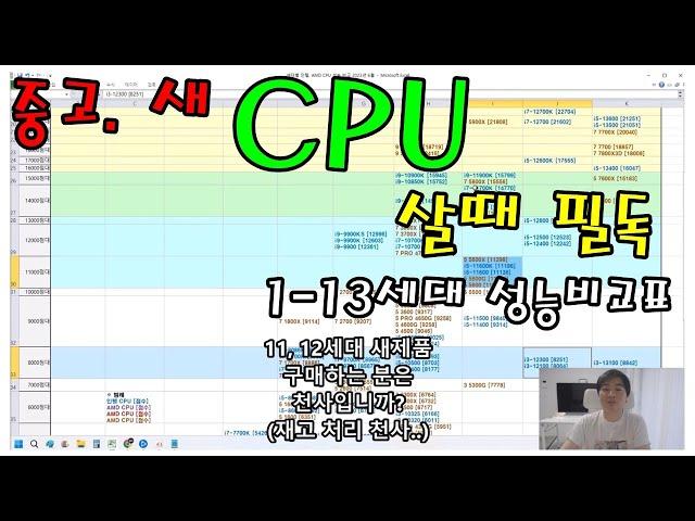 CPU 살때 필독 영상 (1-13세대 성능비교표)  어우야.. 전세대 i7이 가성비라고??