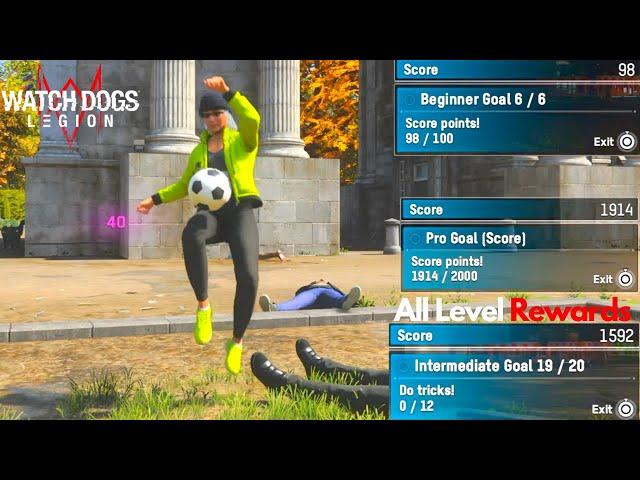 Pro Goal Beginner Goal Intermediate Goal Watch Dogs Football Kick Up All Level Rewards