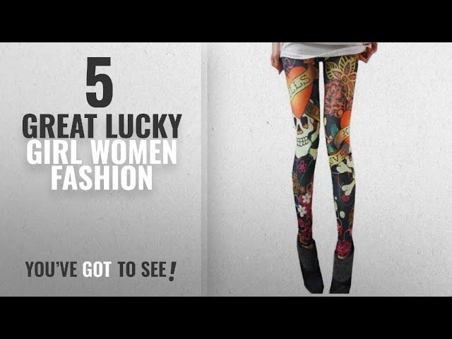 Lucky Girl Women Fashion [2018 Best Sellers]: Super Cool Love Skull Tattoo Print Leggings (One Size