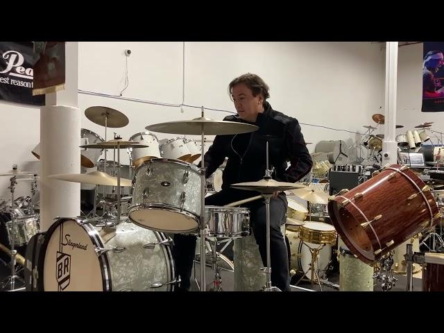 Playing Buddy Rich's actual Slingerland drum kit and hand-picked Zildjian cymbals