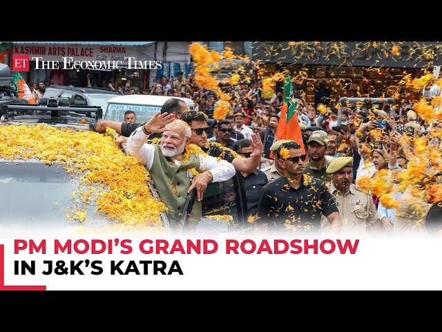 PM Modi’s grand roadshow in J&K’s Katra, locals queued up to get a glimpse