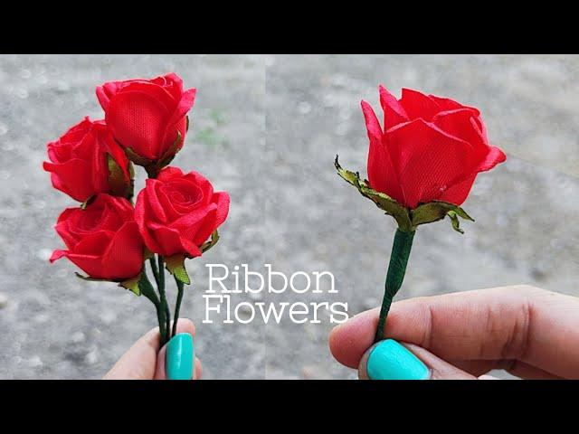 DIY rose/how to make satin ribbon flowers rose easy