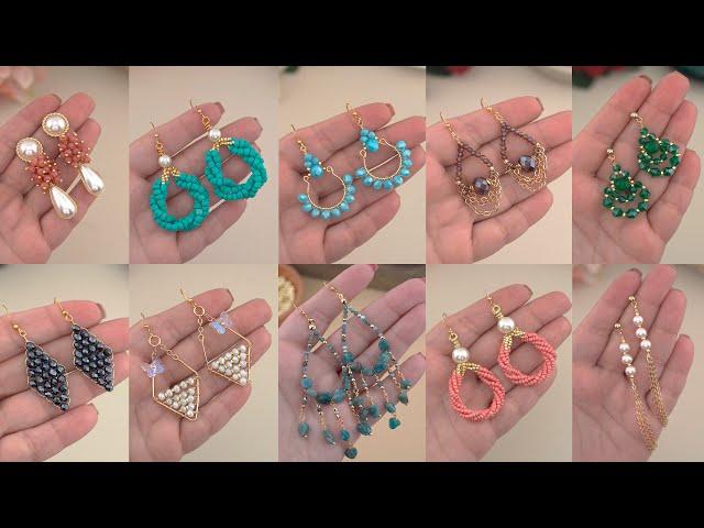 10 DIY Earring Designs for Girls Jewelry Making Compilation | 10 Handmade Earrings with Wire & Beads