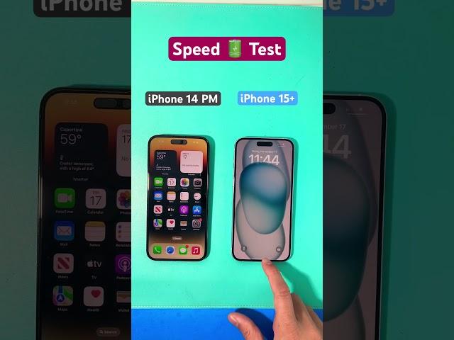 iPhone 14 Pro Max vs iPhone 15+ Speed Test #shorts #viral #iphone