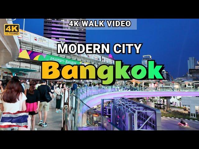  Bangkok  Downtown | Siam Walking Street | One Siam Skywalk | Walking Tour 4k 2024