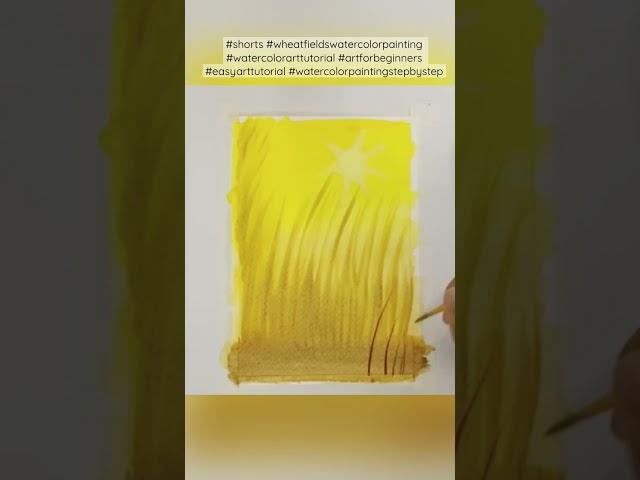 Easy, Simple Wheat Fields Watercolor Painting Tutorial | Step by step Video for beginners | #shorts