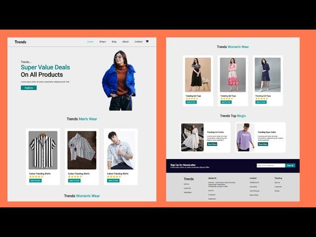 Ecommerce Website Using HTML CSS and JavaScript in Hindi | Ecommerce Website Using HTML and CSS