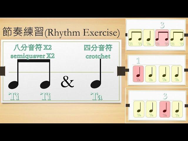 Rhythm lessons 1丨八分音符和四分音符節奏組合練習一(quaver and crotchet  rhythm  exercises 1)