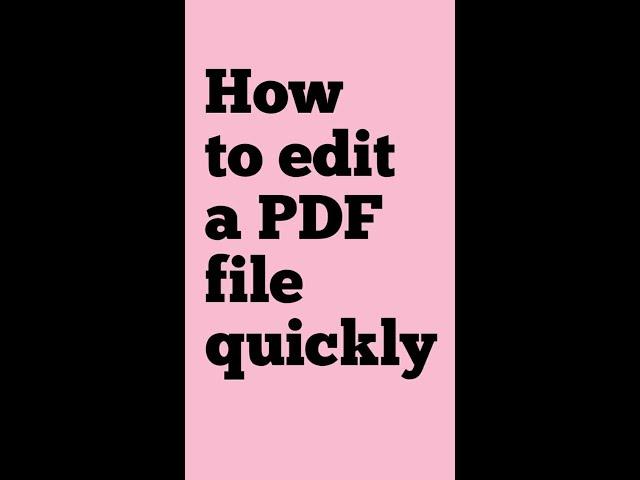 How to edit a PDF file quickly #shorts