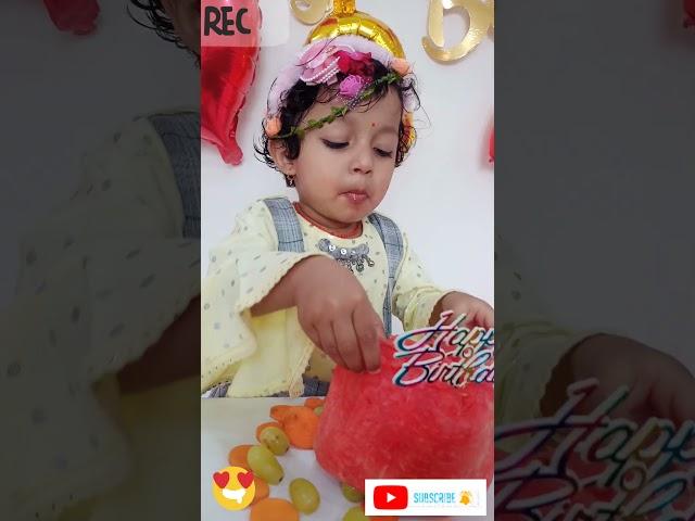 Finally it's my birthday,#Natural Fruits Cake. #cutebaby, Pranjal's Bday celebration with fruit
