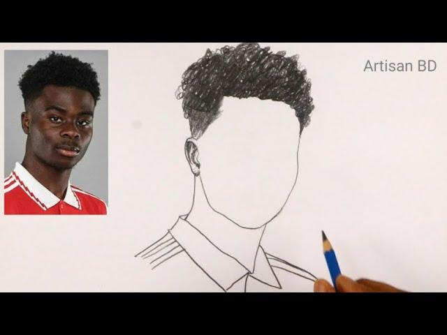 How To Draw Realistic Face Bukayo Saka || Easy Pencil Sketch || Portrait Tutorial