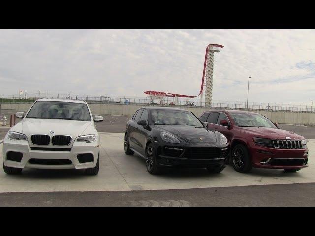 2014 Jeep Grand Cherokee SRT vs BMW X5 M vs Porsche Cayenne GTS 0-60 MPH Mashup Review