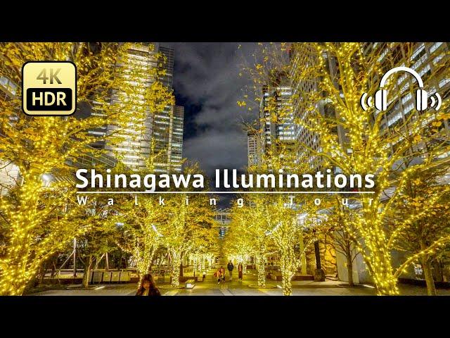 Tokyo Christmas Lights Shinagawa Illuminations Walking Tour - Tokyo Japan [4K/HDR/Binaural]