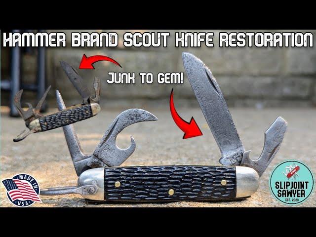 Vintage Hammer Brand Scout Knife Restoration - Junk to Gem!