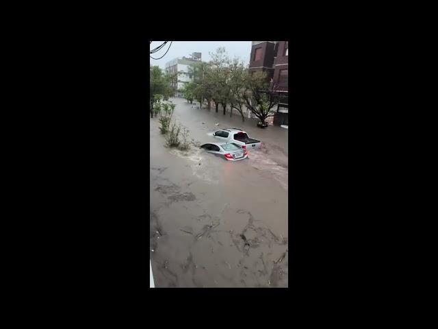 Cars Swept Away by Floods in Argentina's Bahia Blanca