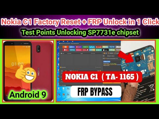 Nokia C1 hard reset no command solve | nokia ta-1165 hard reset/FRP  unlock tool | 2024