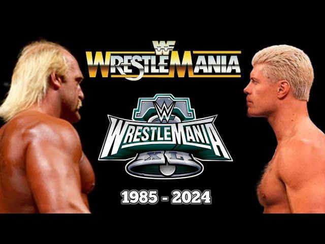 All Of WWE WrestleMania Main Events Match Card Compilation (1985 - 2024)