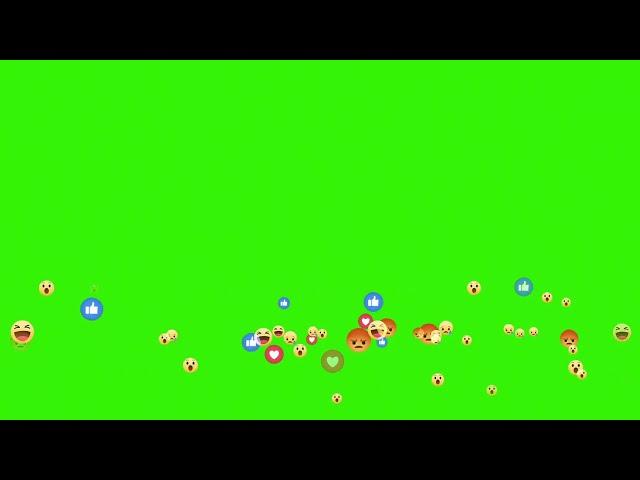 Social Media Emoji Flying Green Screen [ no copyright ]