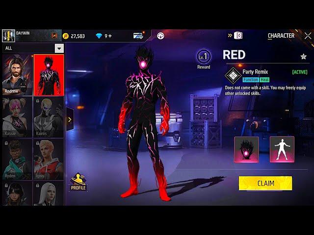 RED CHARACTER  CLAIM ALL REWARDS  NEW SERVER  FREE FIRE