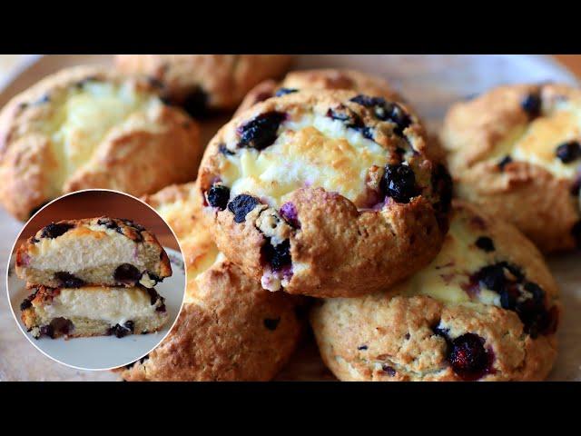 Lemon Cream Cheese & Blueberry Scones 🫐 | Perfect Café-Style Treats!