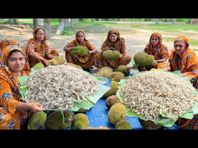 Prawn & Jackfruit Recipe - Different Types Village Food - Raw Jackfruits Shrimp Curry Cooking