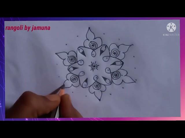 Friday rangoli design/7*4 dots muggulu/beautiful rangoli by jamuna