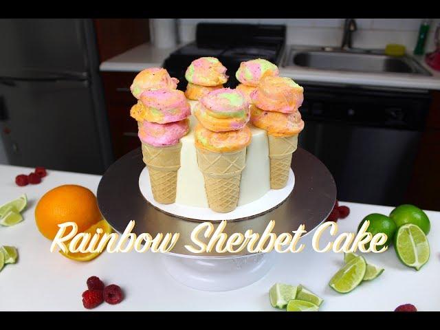 How To Make A Rainbow Sherbet Cake | CHELSWEETS