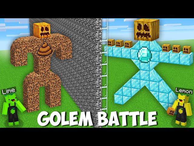 I created THE NEWEST DIAMOND VS DIRT GOLEM BATTLE in Minecraft ! INCREDIBLE GOLEM !