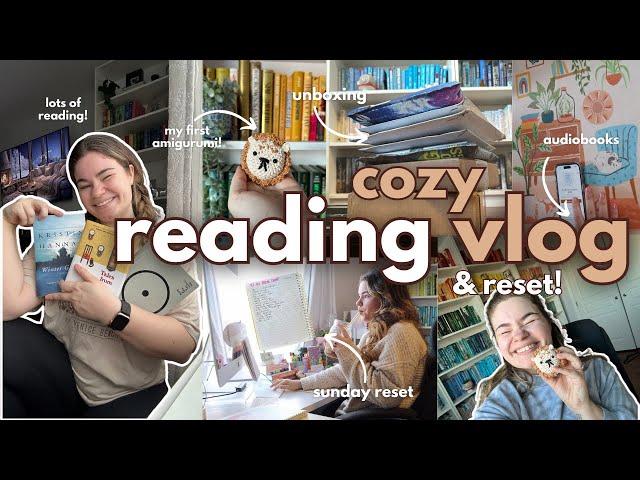 READING VLOGS are back!  | unboxing book haul, reading 3 books, hobbies, & sunday reset!