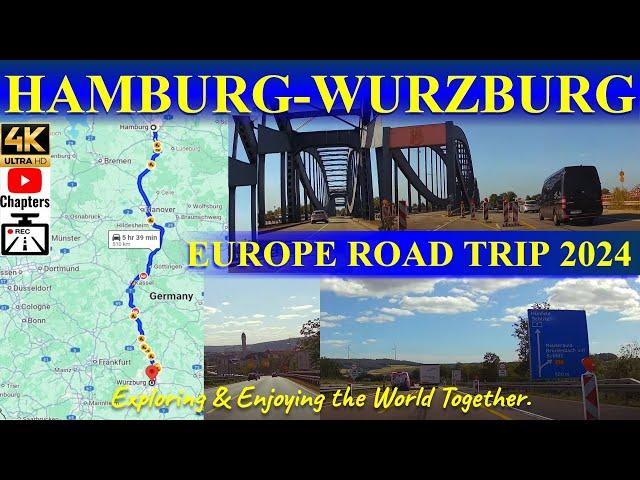 Dashcam [4K] German AutoBahn A7 from Hamburg to Würzburg | With Chapters