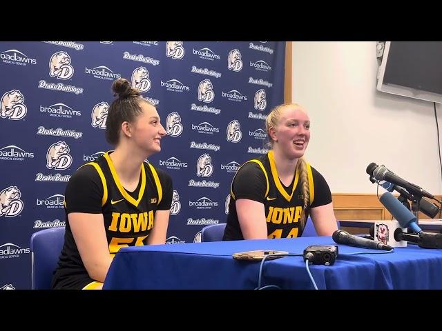 Hear from Teagan Mallegni and Addi O’ Grady after Iowa women’s basketball beats Drake