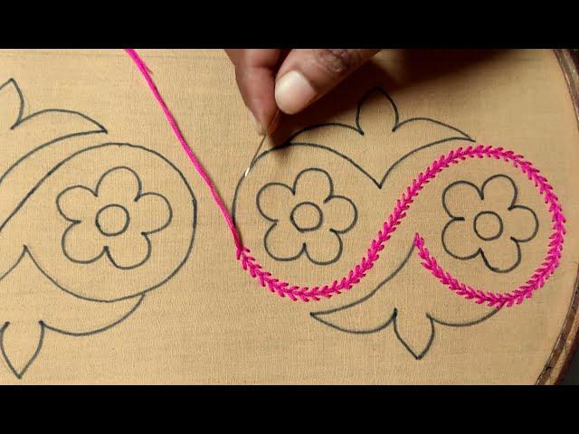 Hand embroidery new border line nakshi kantha stitch tutorial,নকশীকাঁথা বর্ডার নকশা সেলাই টিউটোরিয়াল