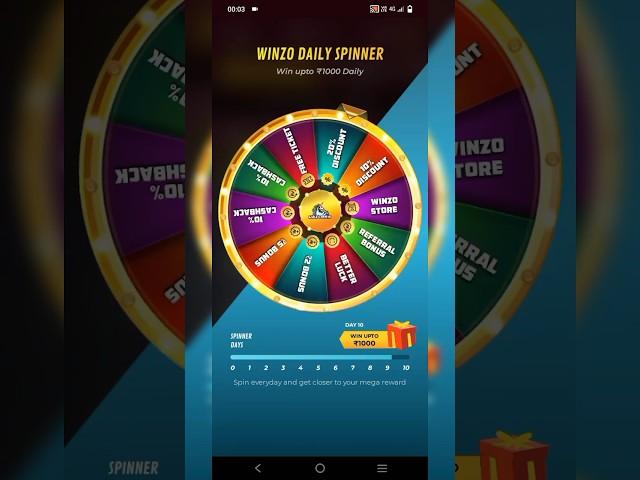 winzo app me free spins kar ke paise kamaye daily #shorts