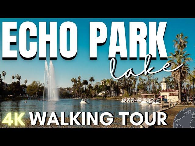 ECHO PARK LAKE Walking Tour 4K  Scenic Los Angeles Virtual Walk for Treadmill & More (No Talking)