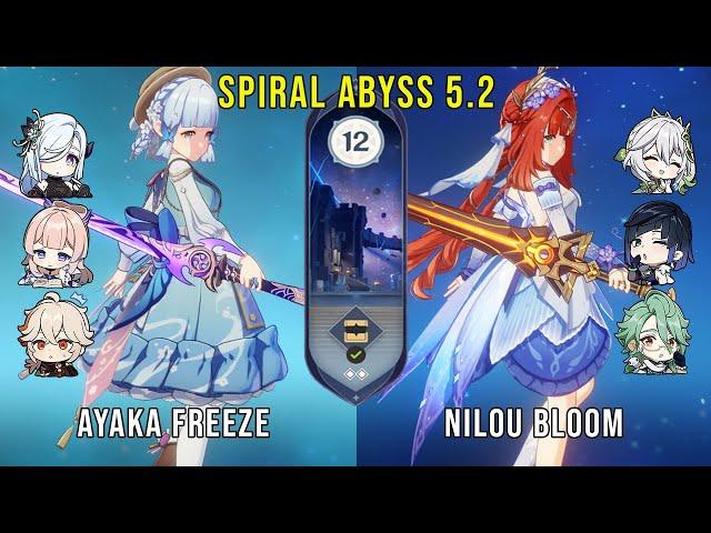 C0 Ayaka Freeze and C0 Nilou Bloom | Genshin Impact Abyss 5.2 Floor 12 9 Stars