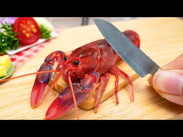 Yummy Miniature Grilled Lobster Recipe  Cooking Mini Seafood In Miniature Kitchen - ASMR Video