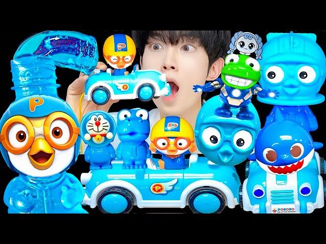 ASMR MUKBANG BLUE PORORO FOOD HONEY JELLY GUMMY ICE CREAM CHOCOLATE DESSERTS MUKBANG EATING SOUNDS