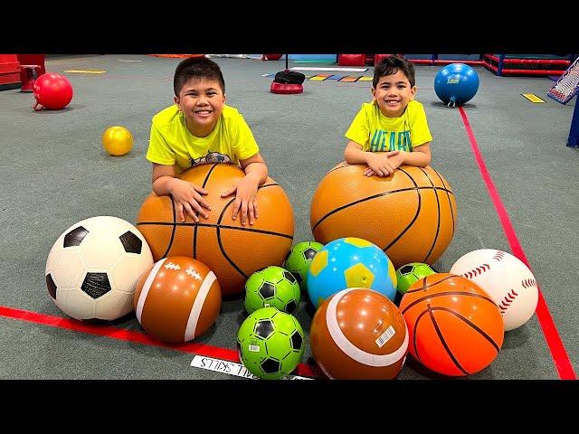 Troy and Izaak Pretend Play Sports at Indoor Playground TBTFUNTV