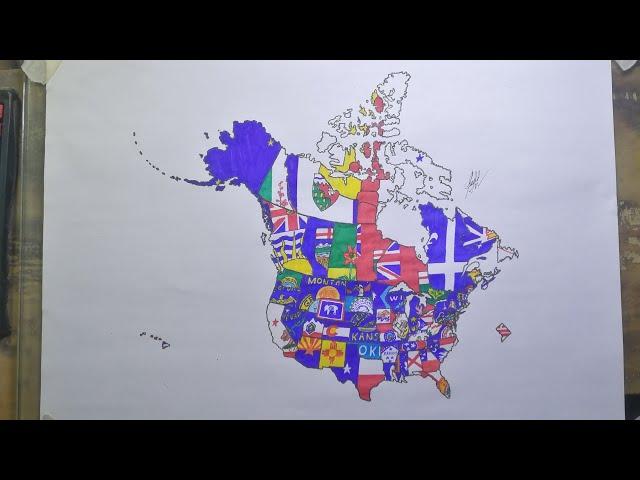 Drawing flag maps of US states and Canadian provinces | United States and Canada map drawing